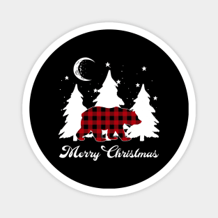 Red Buffalo Plaid Bear Matching Family Christmas Pajama Magnet